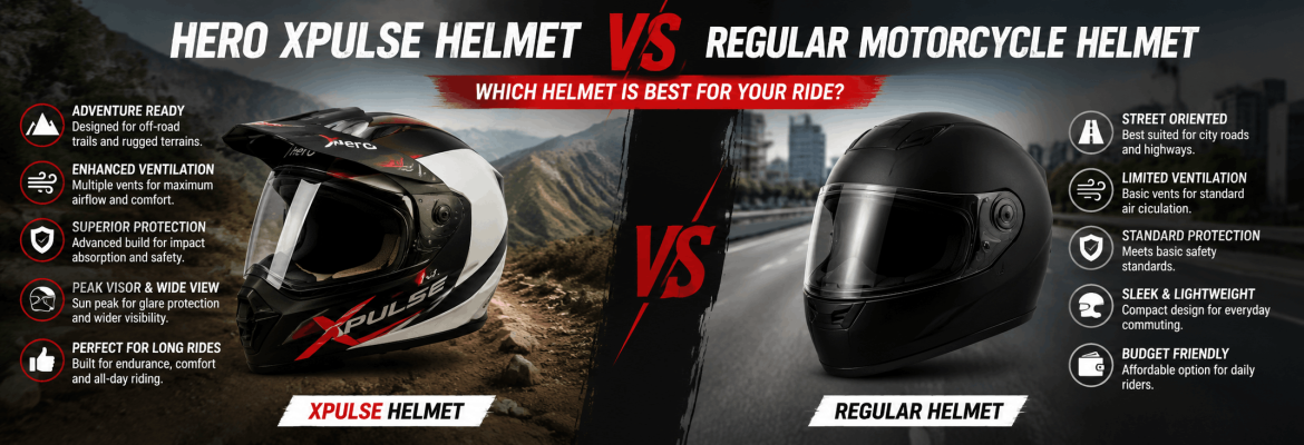 Hero XPulse Helmet vs Regular Motorcycle Helmet